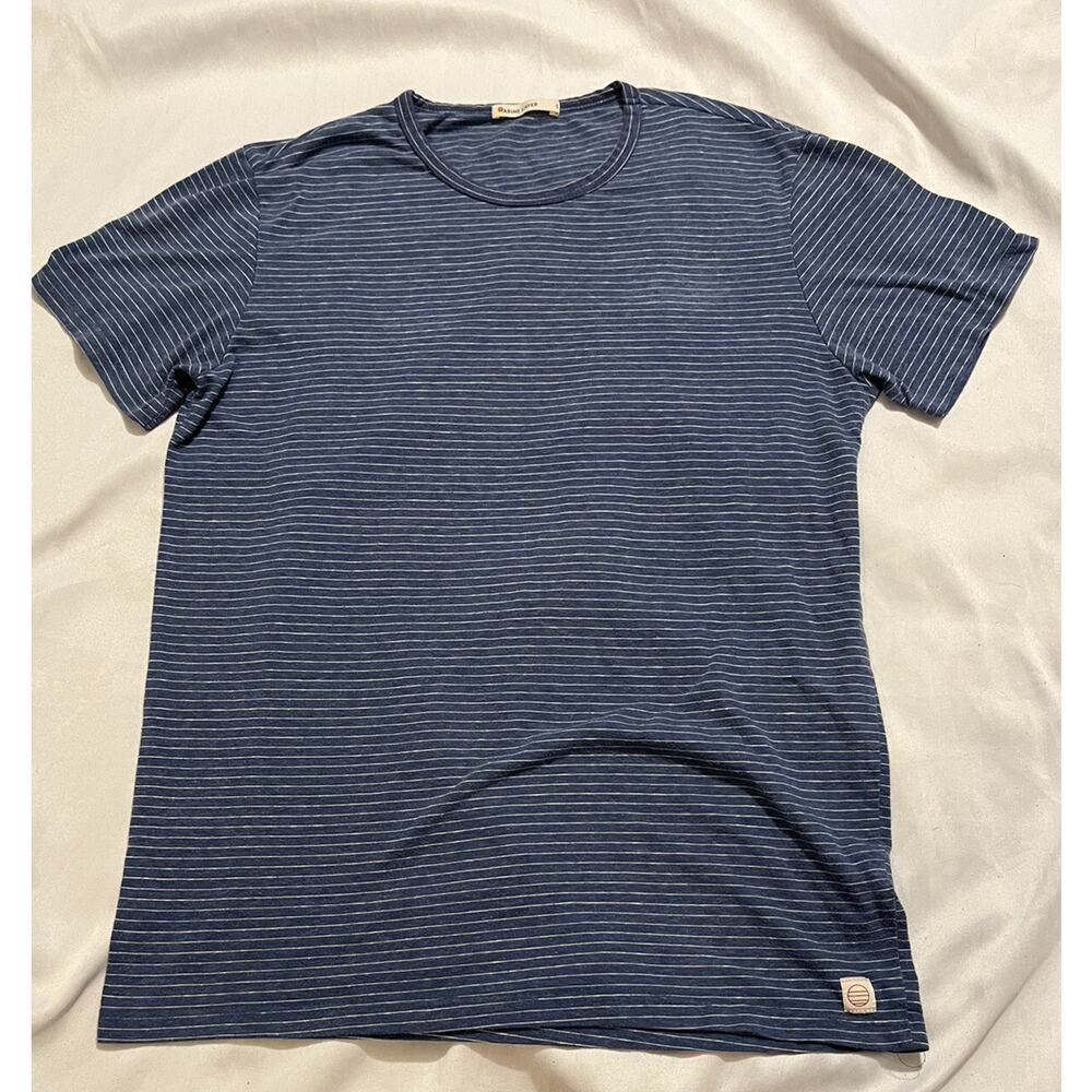 marine layer polyester cotton blend striped t shirt s